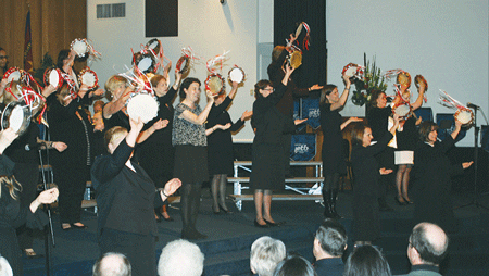 Timbrelists perform during the anniversary celebration at the Pasadena Tabernacle Corps.Photo by Jody Davis