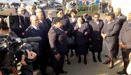 South African Salvation Army officers gather outside Nelson Mandela’s hospital room to offer songs and praise for him and his family. Photo courtesy of Southern Africa Territory
