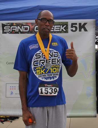 3rd place winner Johnny in Sand Creek 5K run