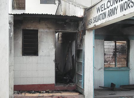 Angered Muslim youth leave more than $50,000 in damages after setting fire to the Mombasa  Central Corps.  Photo courtesy of Mombasa Central Corps