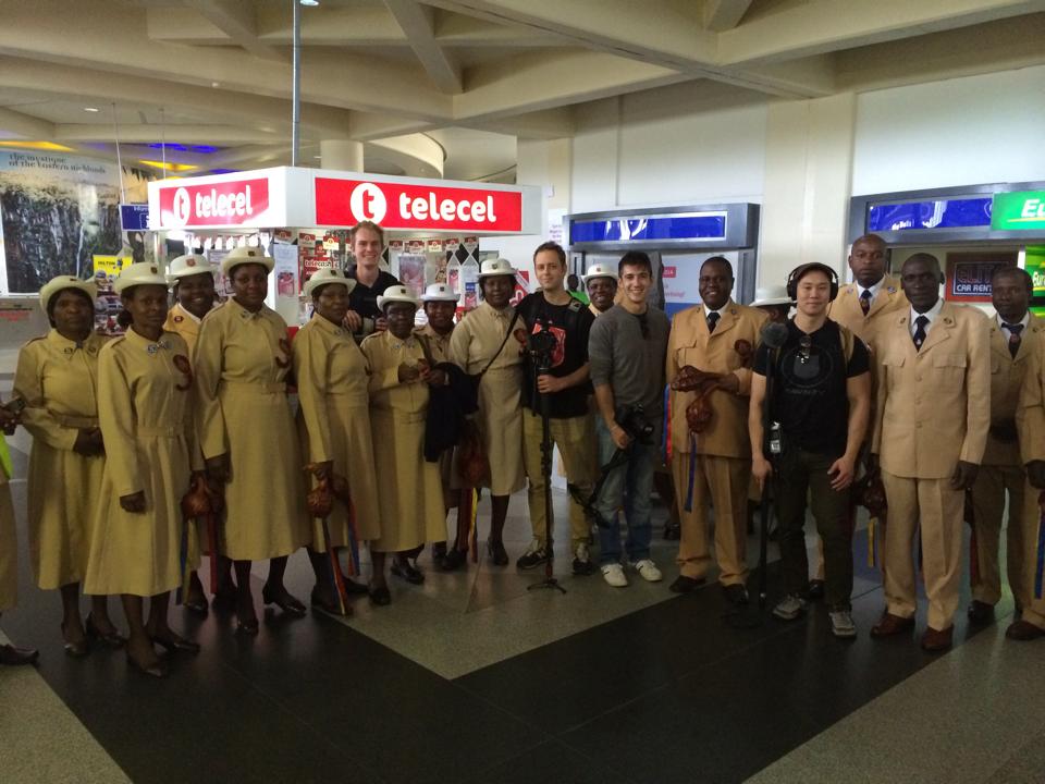 General André and Commissioner Silvia Cox and members of SAVN.tv are welcomed by Salvationists in Zimbabwe.