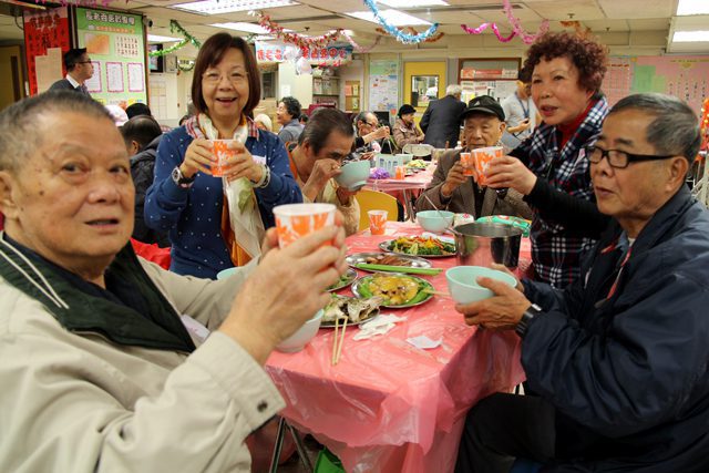 Senior citizens, who are single or living alone, were invited to have the reunion dinner with their friends at local centers.