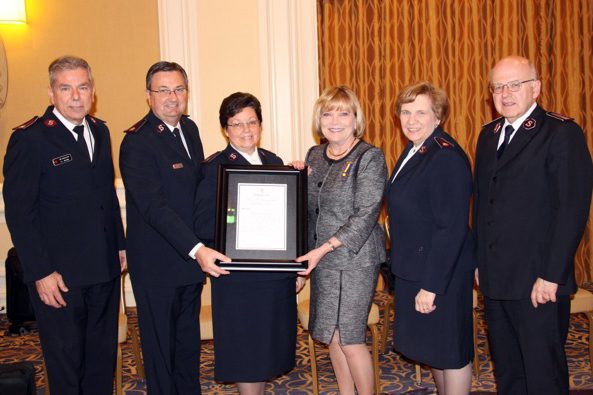 (L-r) Lt. Colonel Joe Posillico, Commissioner James Knaggs, Commissioner Carolyn Knaggs, Marlene Klotz-Collins, Commissioner Nancy Roberts, Commissioner William Roberts.