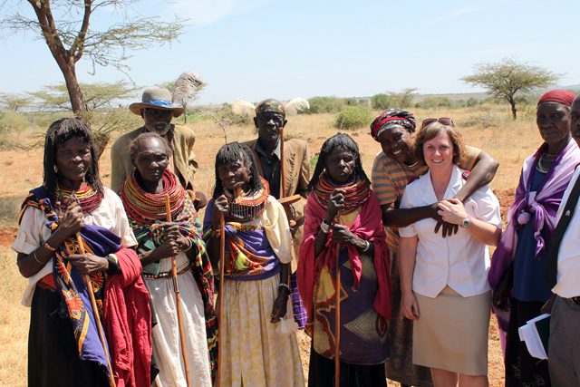 Major Brenda Murray with community members in Isiolo, Kenya East.