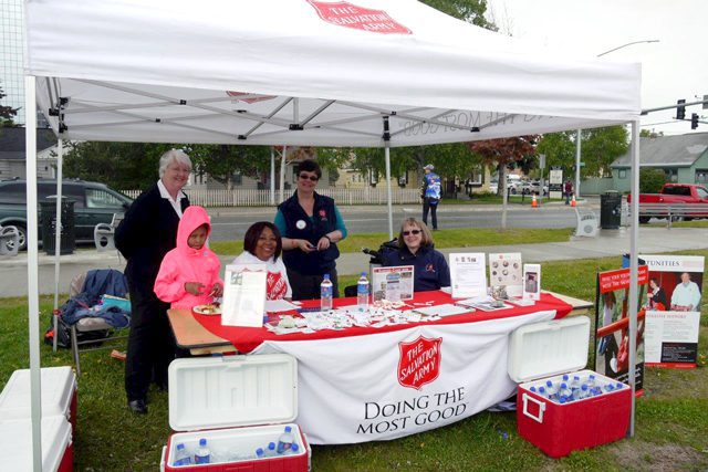 Major Sherry McWhorter, volunteer Lisa Melendez and her daughter, Jenni Ragland and Major Nila Fankhauser at the Pride Festival 2015.