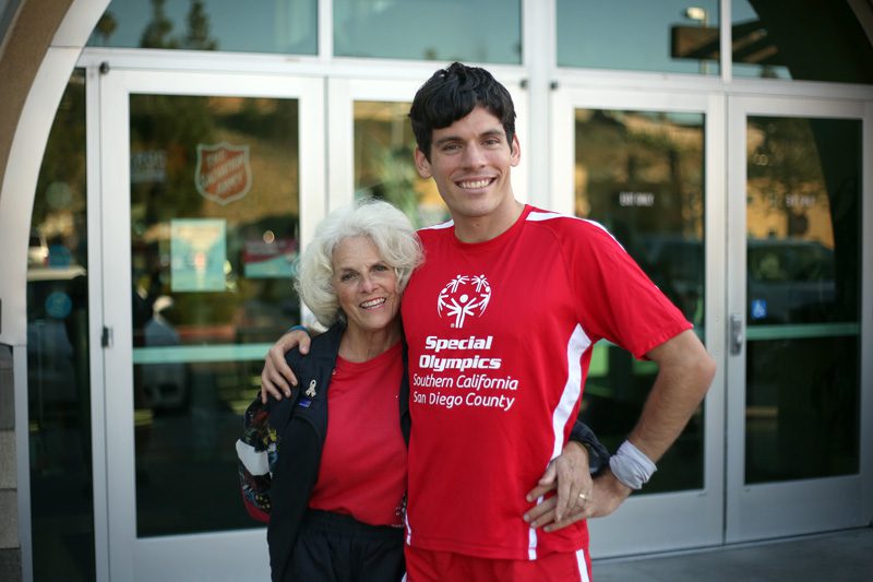 Sandy and Erik Weber stand in front of The Salvation Army Ray and Joan Kroc Corps Community Center in San Diego, Calif.