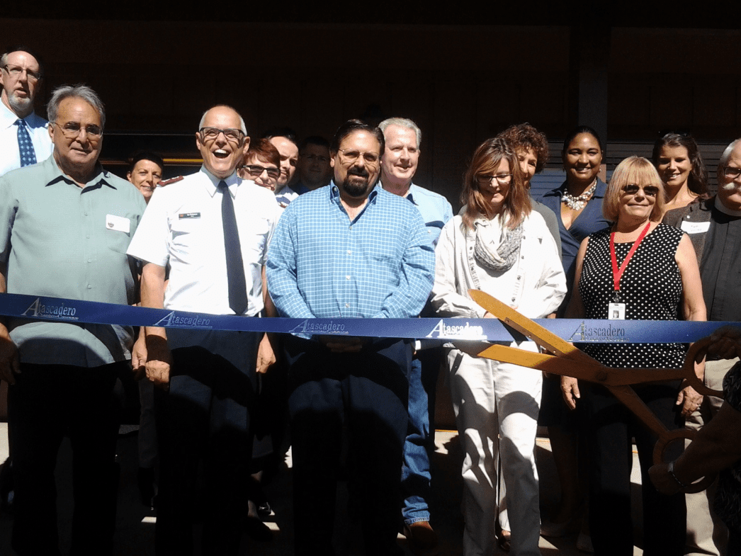 Vicky Terbune and the Atascadero Chamber of Commerce cut the ribbon.