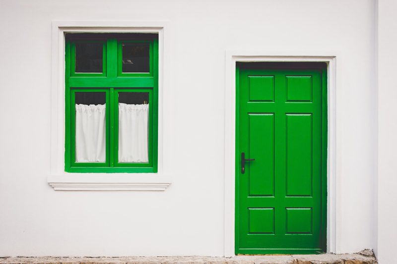 green door and green window