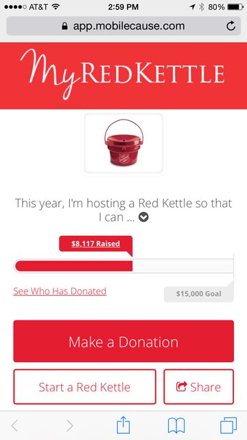 Text “quick” to 71777 to see a sample Mobile Red Kettle campaign, “Give Christmas Away.” The new platform is available this holiday season in addition to the Online Red Kettle.