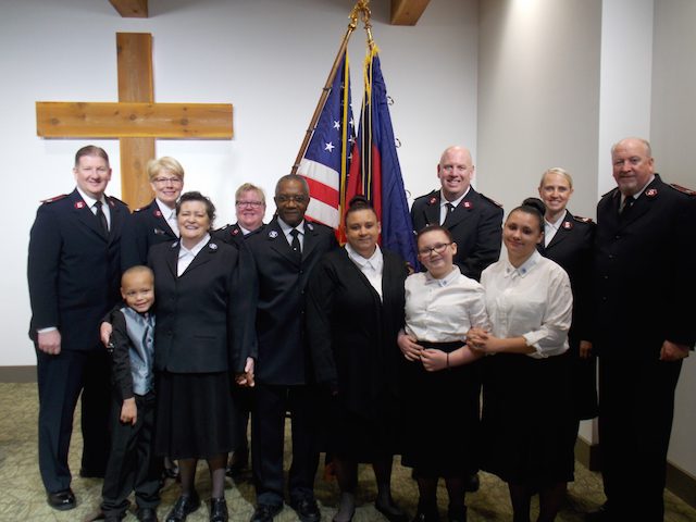 Three generations of the Key family with (l-r) Majors Bill and Lisa Dickinson, Major Cherilee Ramsey, Major Scott Ramsey, Colonels Colleen and Doug Riley