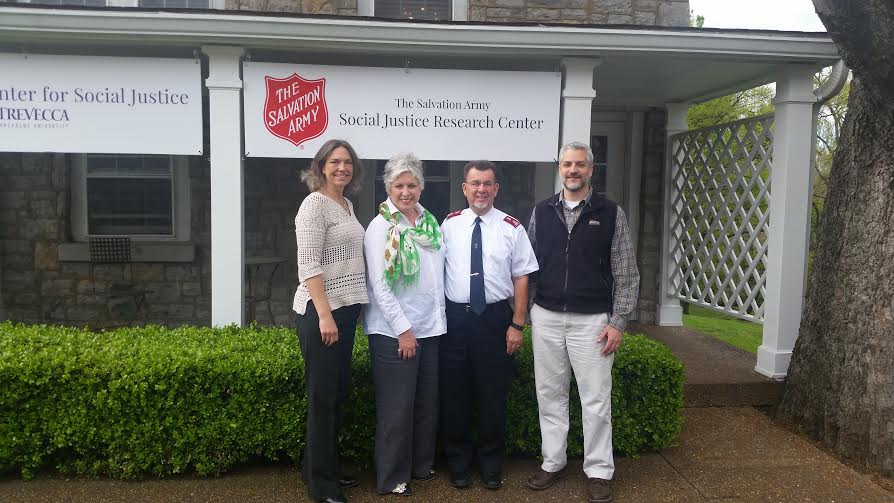 l-r: Terri Neville, Lt. Colonel Martha Jewett, Lt. Colonel Vern Jewett and Curtis Elliot outside The Salvation Army’s first social justice research center in the U.S.