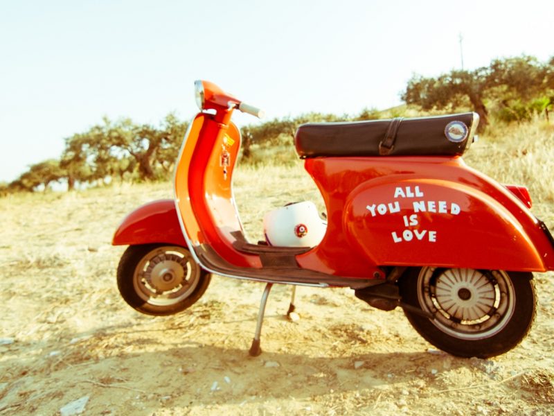 Red scooter parked