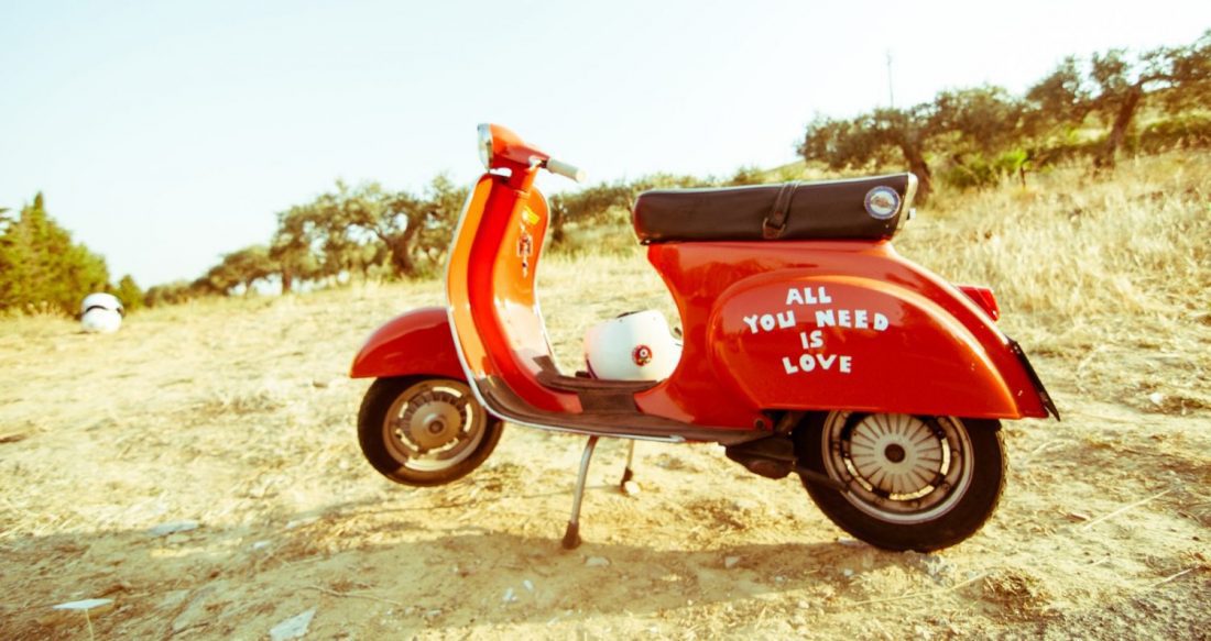 Red scooter parked