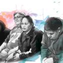 drawing of family sitting down