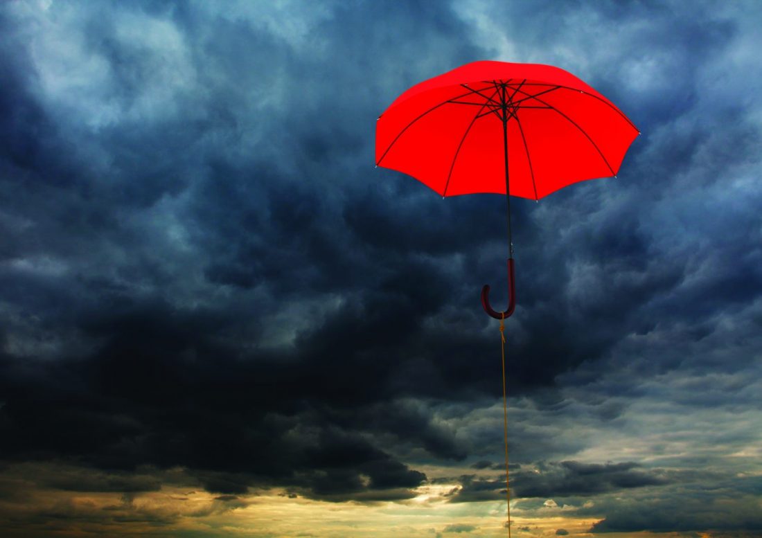 umbrella near clouds