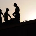 Silhouette on construction site