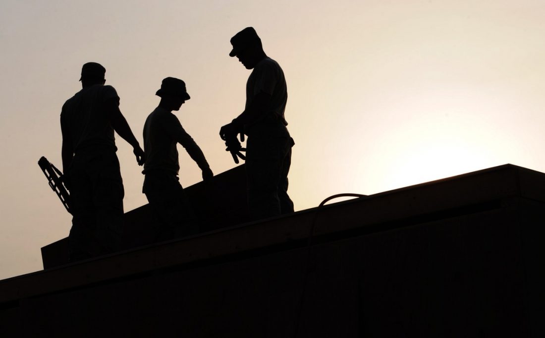 Silhouette on construction site