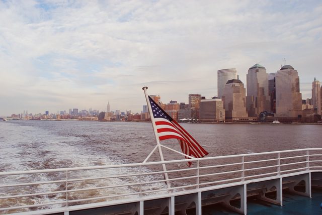 boat with USA flag on back