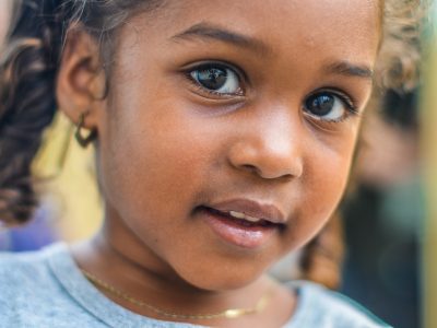 Closeup of young girls face