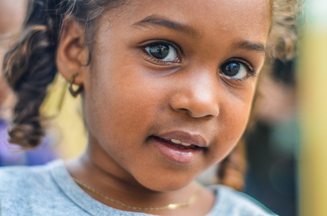 Closeup of young girls face