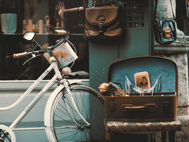 Bike outside next to chair