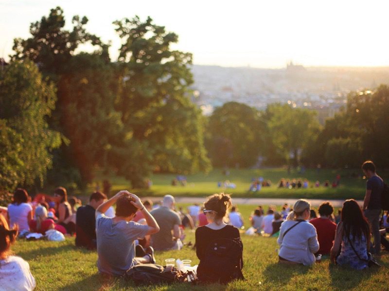 People sitting together outside