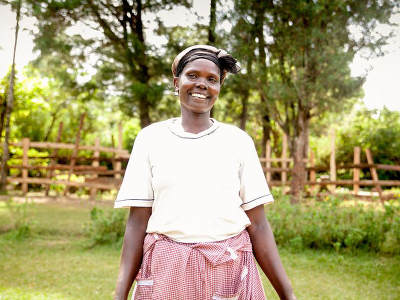 Woman smiling outside