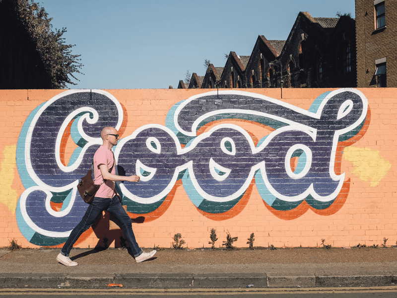 "Good" Mural on wall