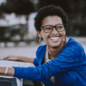 woman smiling while doing good