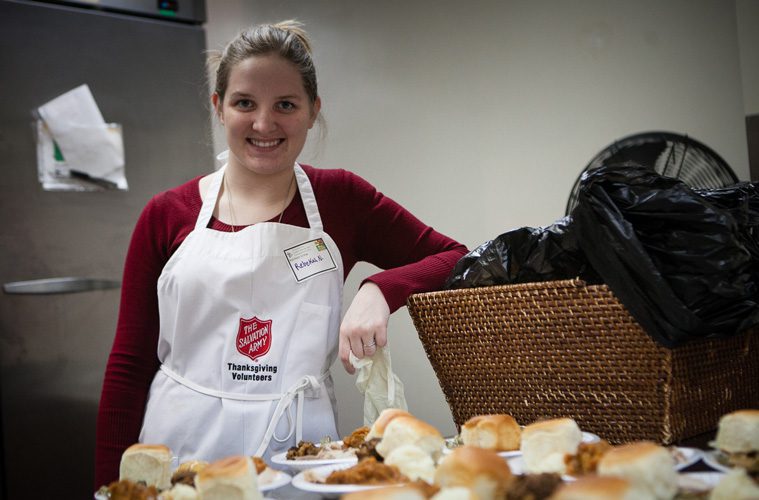 female volunteer preparing meals