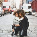 Mother and daughter outside