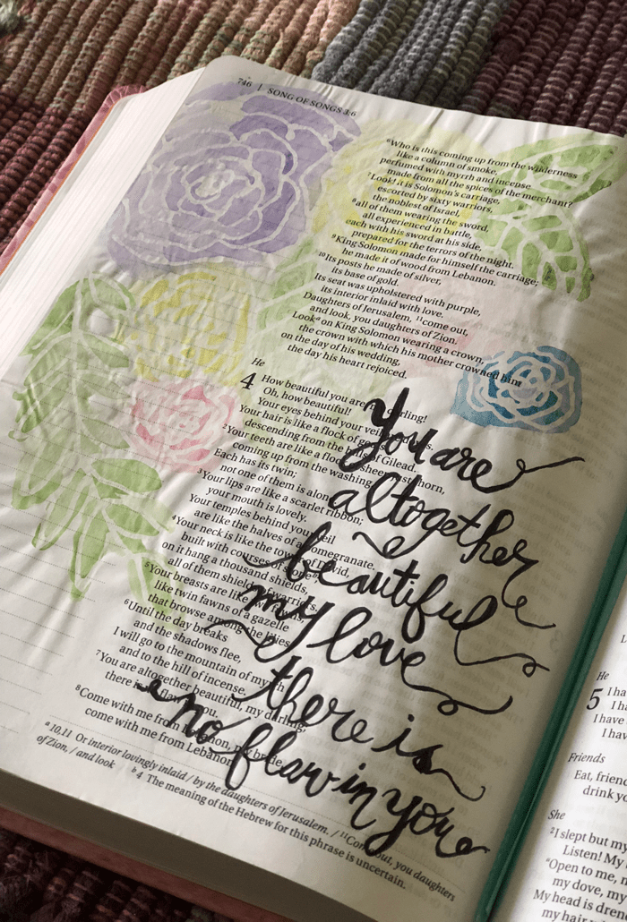 Bible journaling spread on song of songs