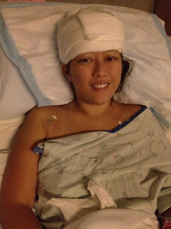 Julie Alejado David in hospital bed