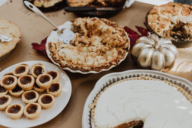 Desserts on wooden table