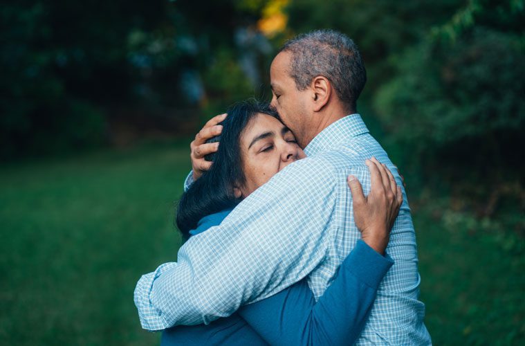 Man and woman hugging