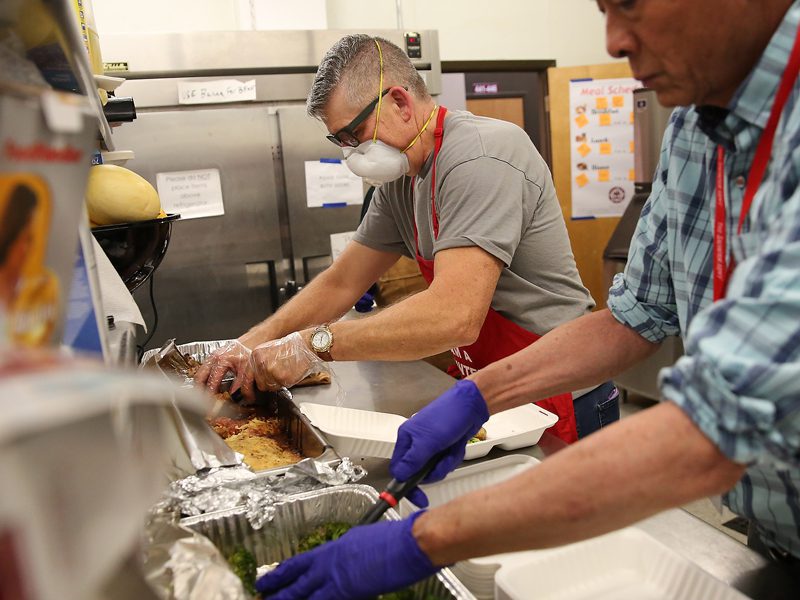 EDS volunteers preparing meals