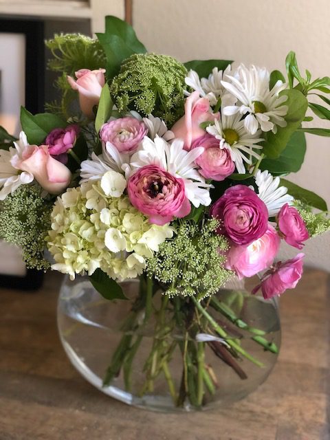 Bouquet of Flowers in Clear Vase