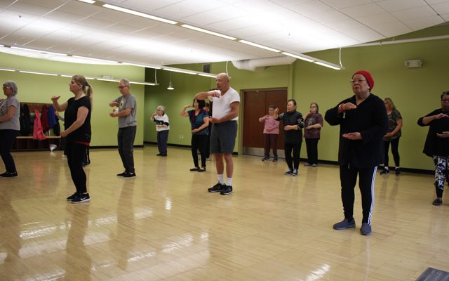 Tai Chi Class Participants Practicing