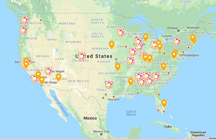 Map of Echelon Chapters