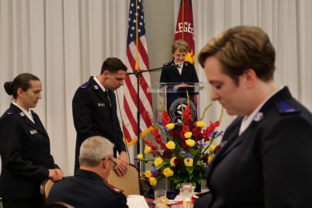 Commissioner Jolene K. Hodder speaks at podium during welcome banquet