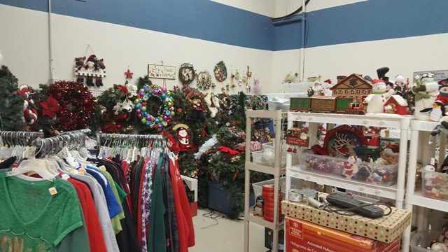 Clothes and Wreaths on Display