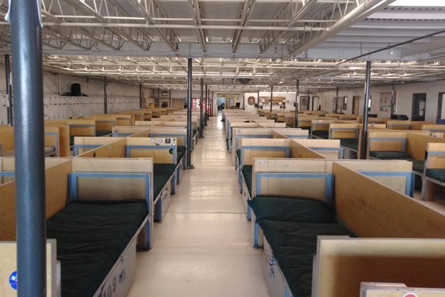 Row of Beds at Crossroads Shelter