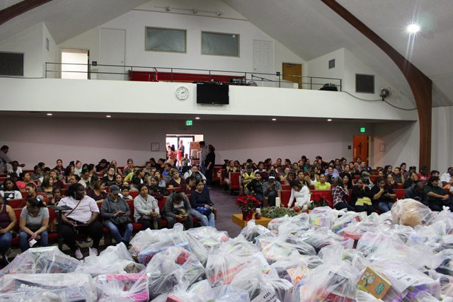 Toy Donations in Front of Group