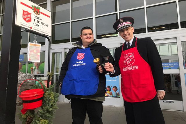 Commissioner Hodder and Harrison ringing at the kettle