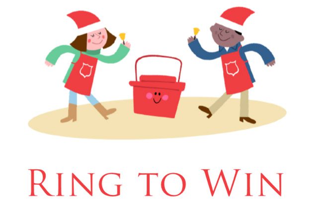 "Ring to Win" logo with boy, girl, and kettle