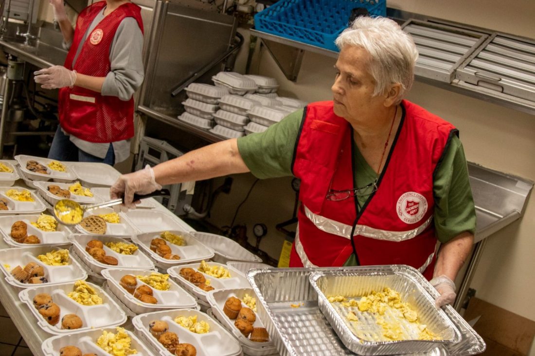 EDS worker preparing meals