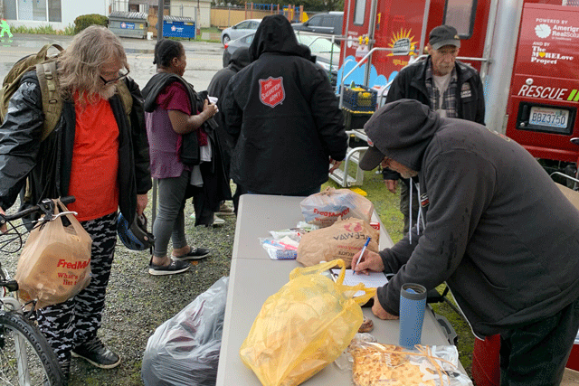 food being distributed at table