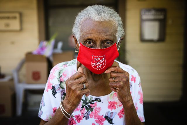 Elderly woman with mask