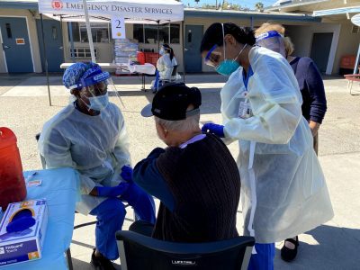 Flu shot being given to senior