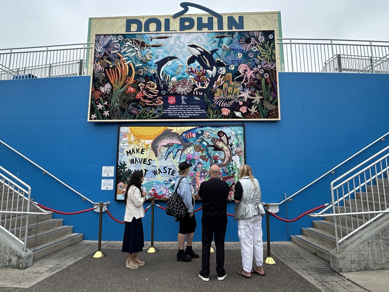 Students craft ocean murals with recycled clothes from The Salvation Army